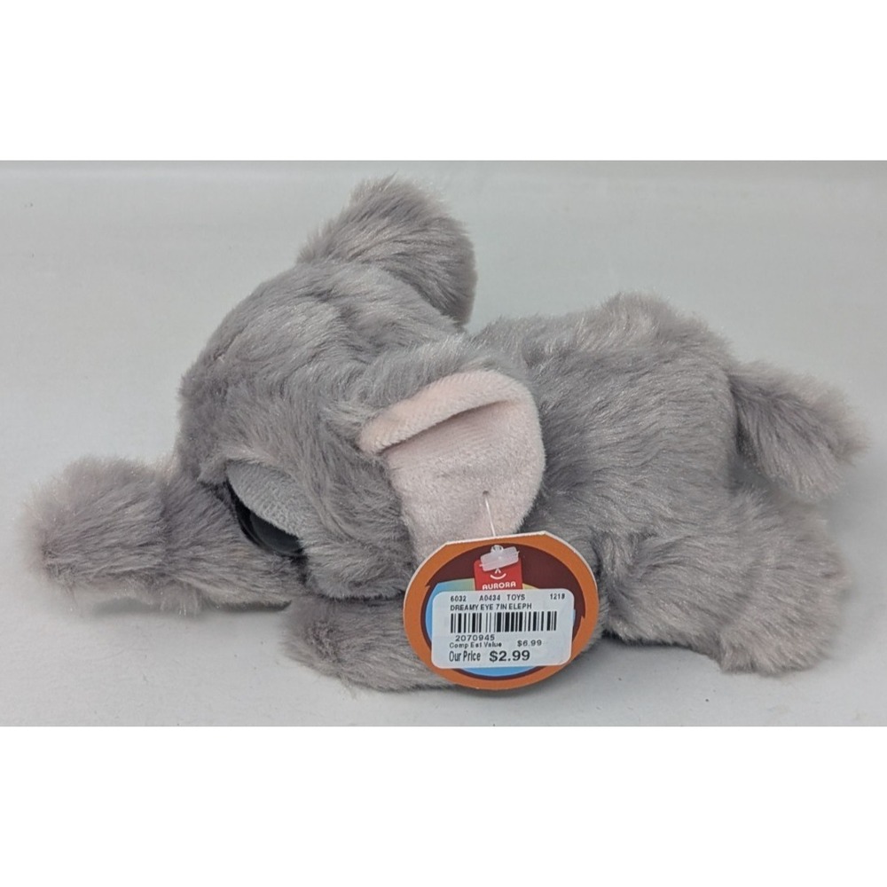 Aurora World Plush Baby Elephant Sleepy Dreamy Big Eyes Gray Soft Stuffed Animal